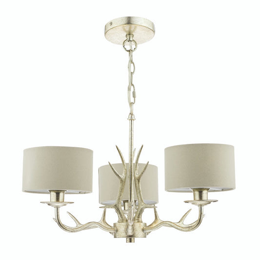 Mulroy 3 Light Champagne Antler Chandelier with Shades