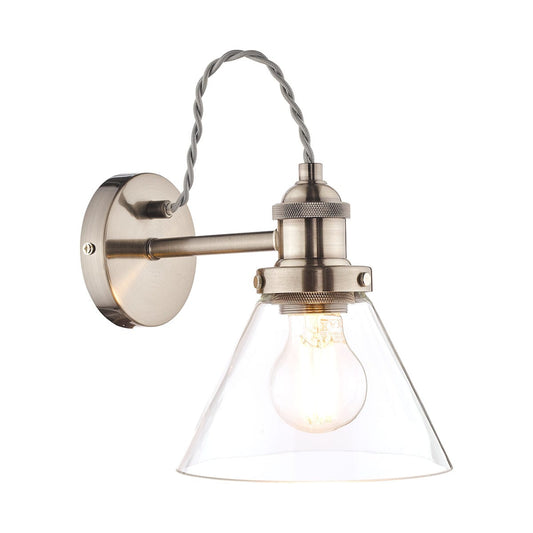 Isaac Wall Light Satin Nickel Glass