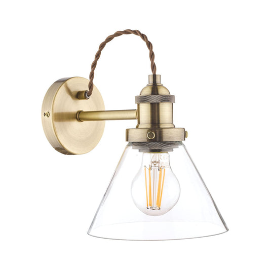 Isaac Wall Light Antique Brass Glass