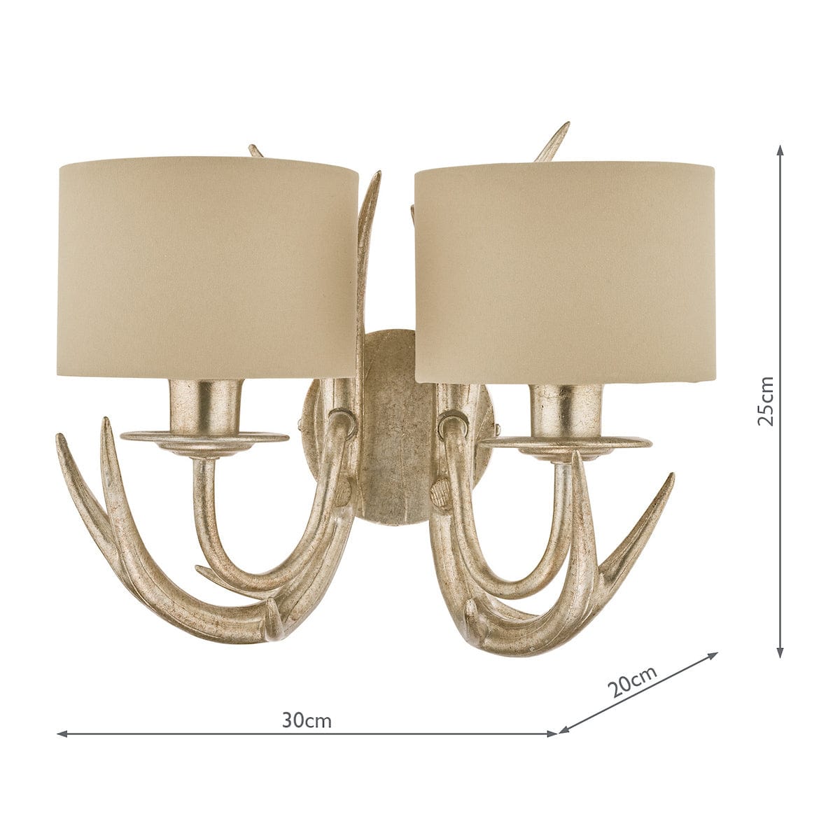 Mulroy Antler 2 Light Wall Light with Shades