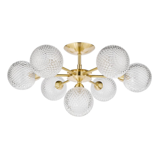 Atherton 7 Light Satin Brass Semi Flush Ceiling Light