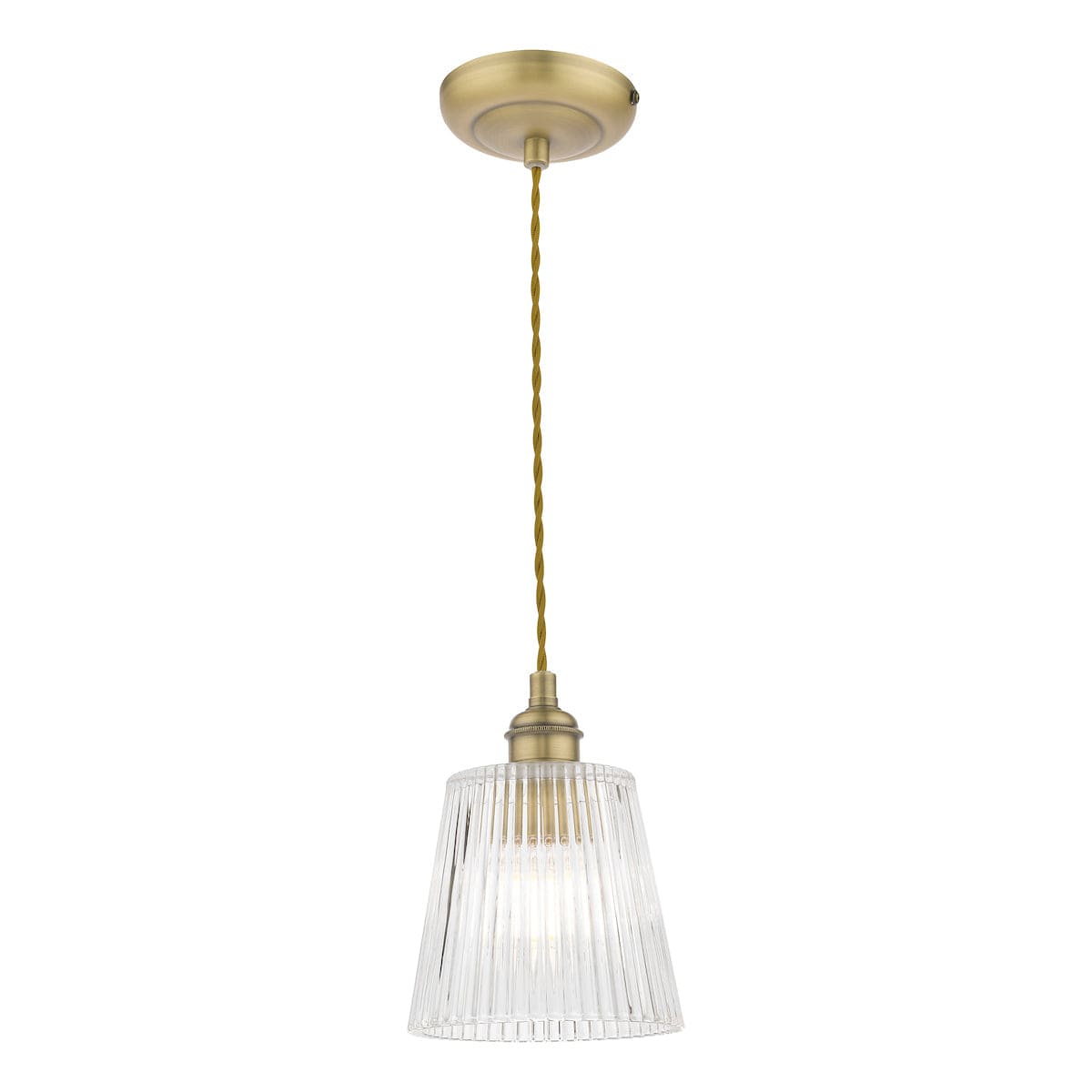 Callaghan Pendant Antique Brass Ribbed Glass