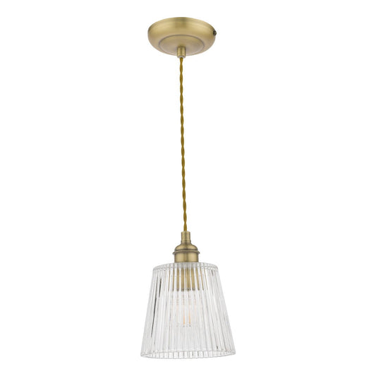 Callaghan Pendant Antique Brass Ribbed Glass