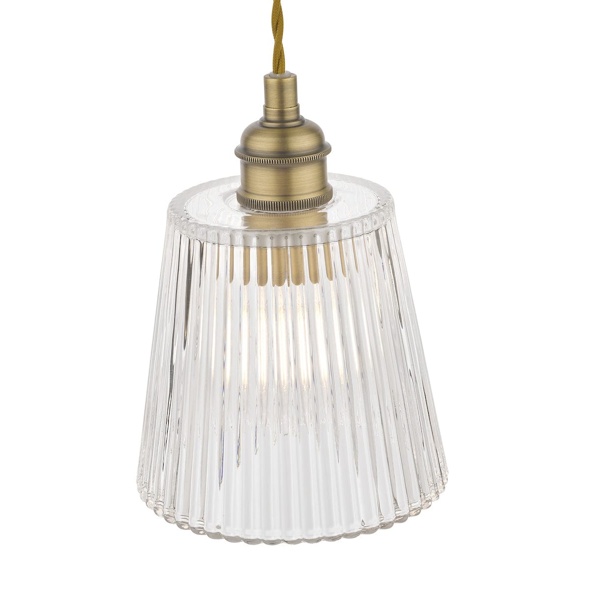 Callaghan Pendant Antique Brass Ribbed Glass