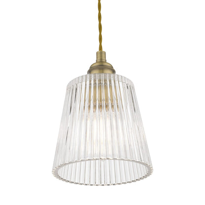 Callaghan Pendant Antique Brass Ribbed Glass