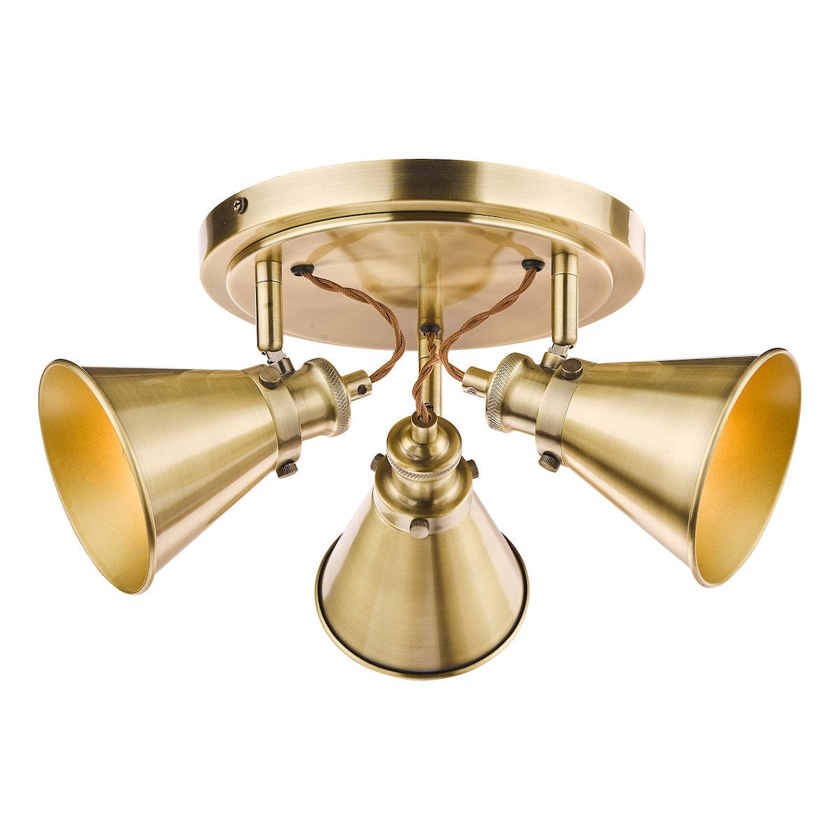 Rufus 3 Light Antique Brass Plate Spotlight