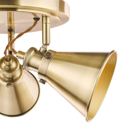 Rufus 3 Light Antique Brass Plate Spotlight