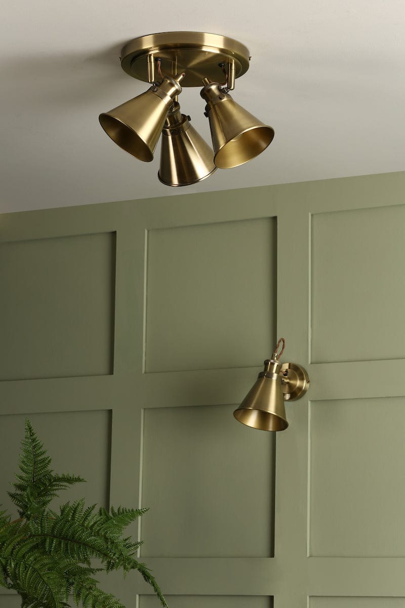 Rufus 3 Light Antique Brass Plate Spotlight