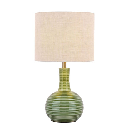 Padley Glazed Green Table Lamp with Shade