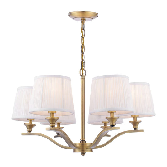 Hemsley 6 Light Matt Antique Brass Chandelier