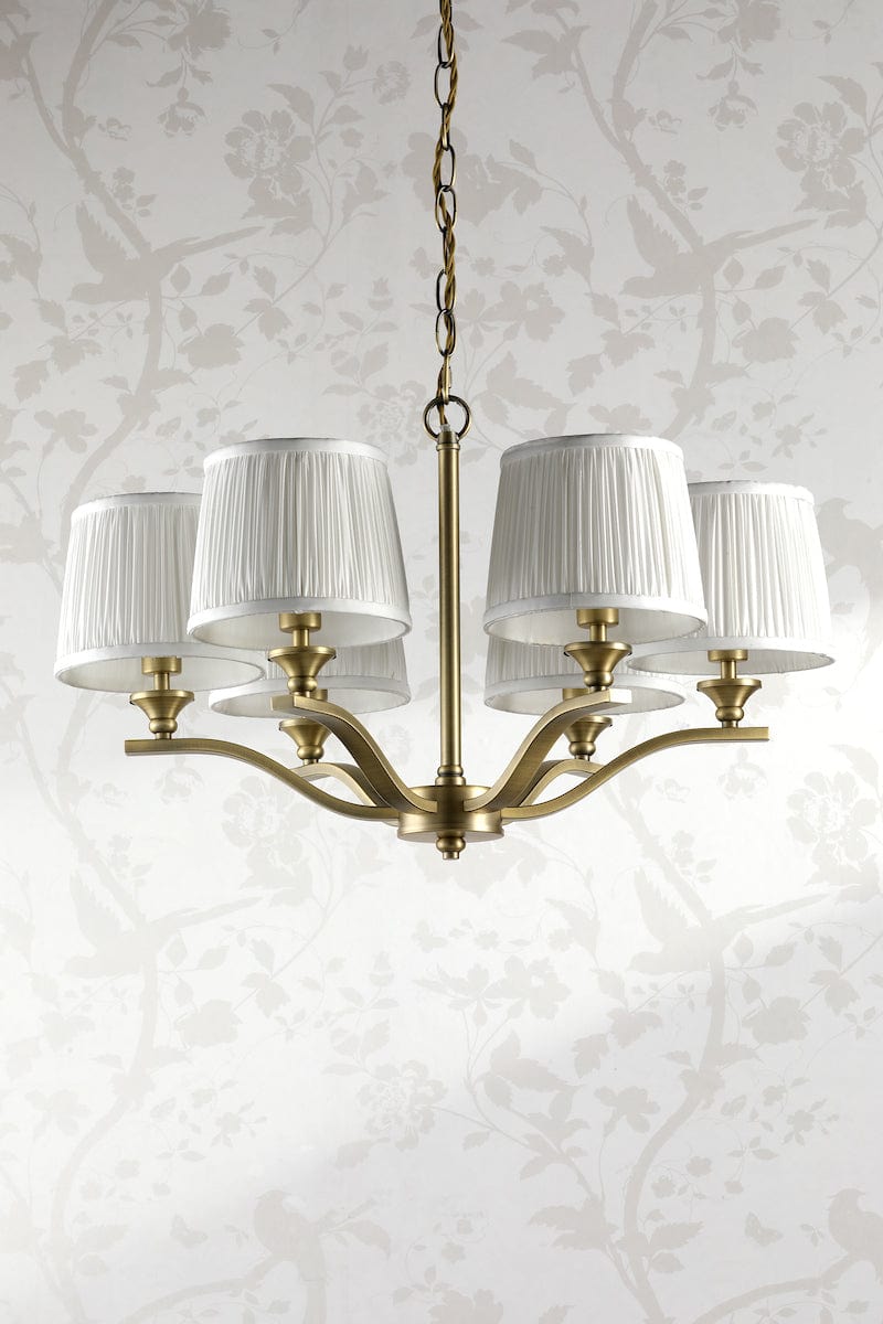 Hemsley 6 Light Matt Antique Brass Chandelier