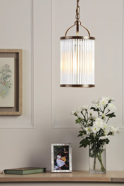 Sutton 1 Light Matt Antique Brass Pendant