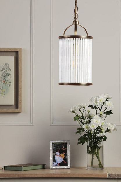 Sutton 1 Light Matt Antique Brass Pendant