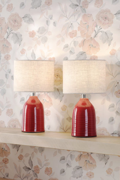 Penny Table Lamp Twin Pack Rosewood Red