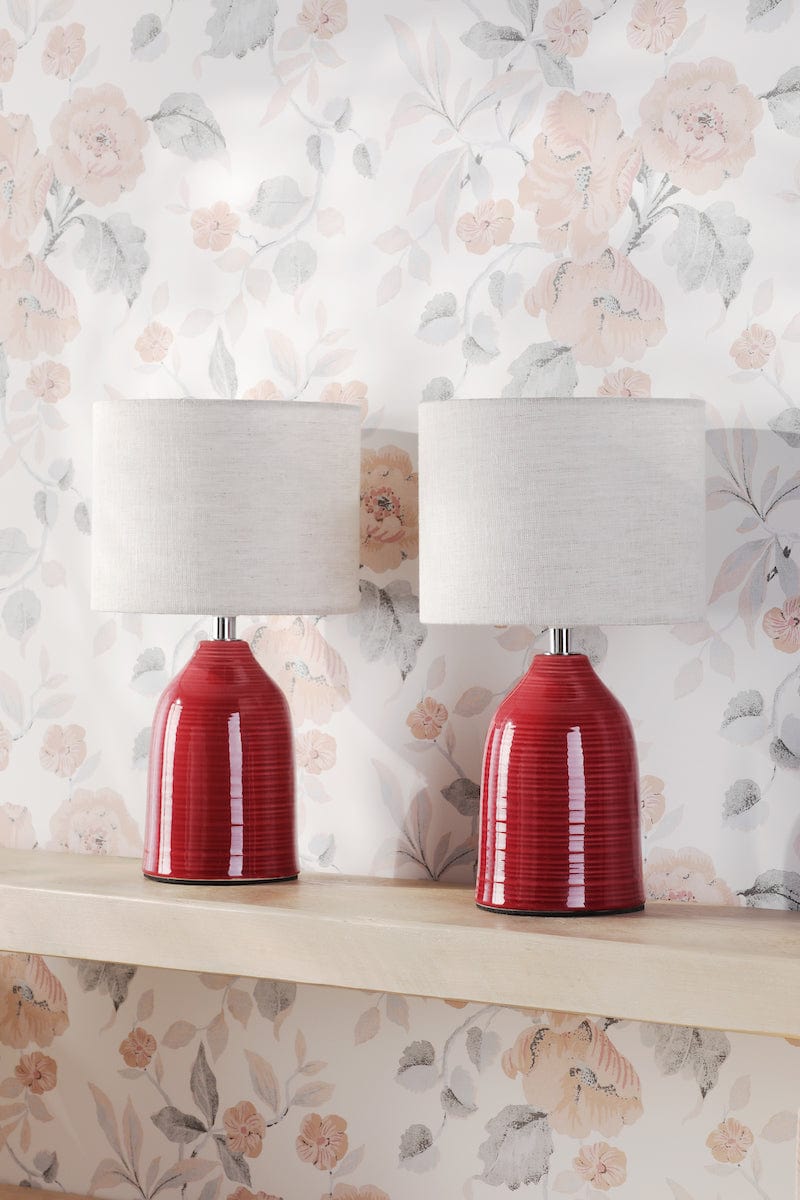 Penny Table Lamp Twin Pack Rosewood Red