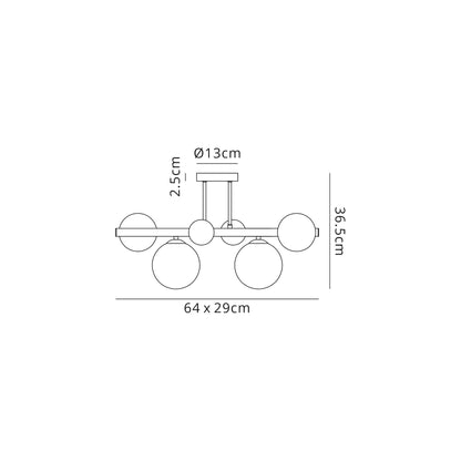 Reilly 4 Light Polished Chrome Semi Flush Ceiling Light