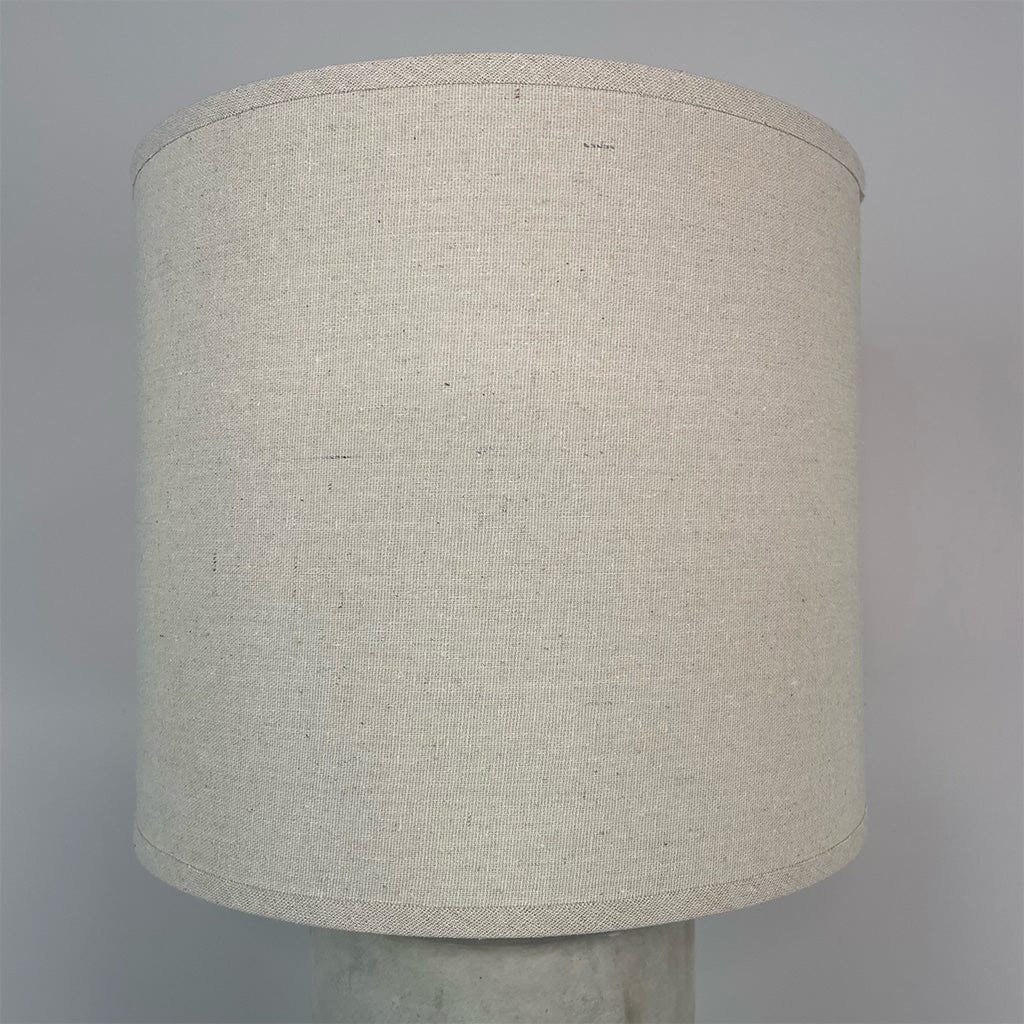 Concrete & Gold Table Lamp with Natural Shade