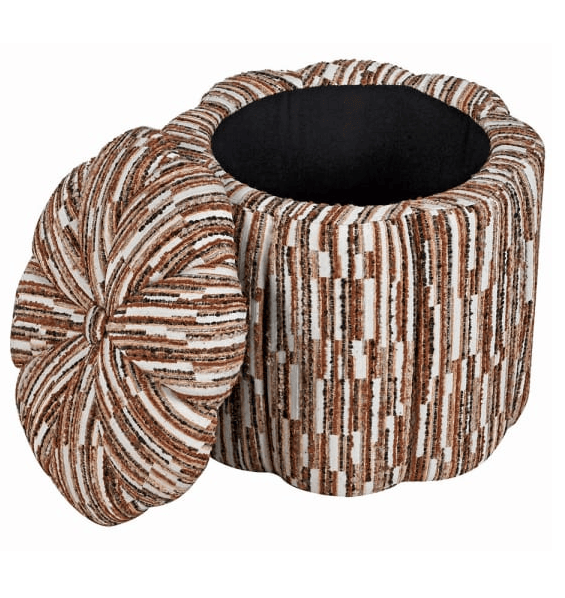 Ottoman Stool Orange Stitch