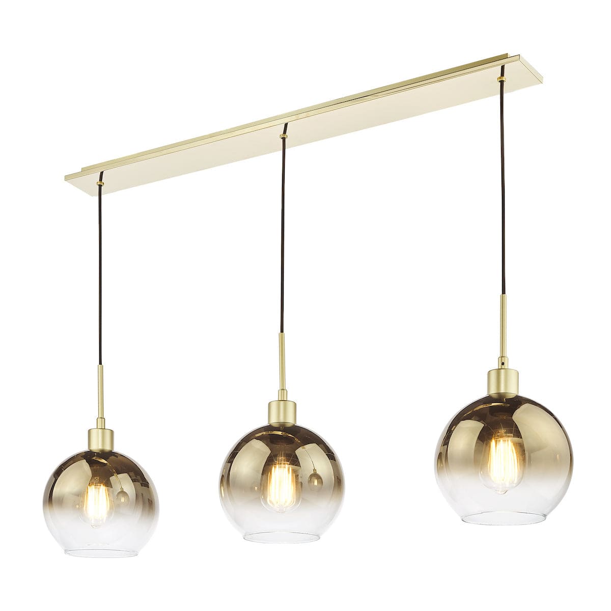 Lycia 3 Light Gold Mirror Ombre Glass Bar Pendant