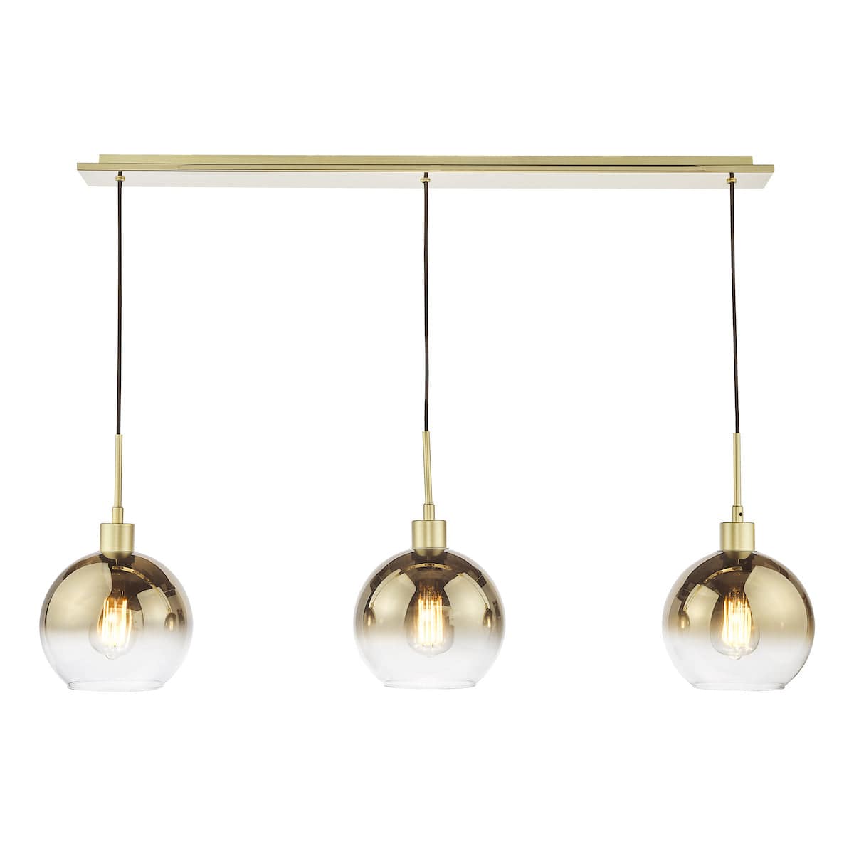 Lycia 3 Light Gold Mirror Ombre Glass Bar Pendant