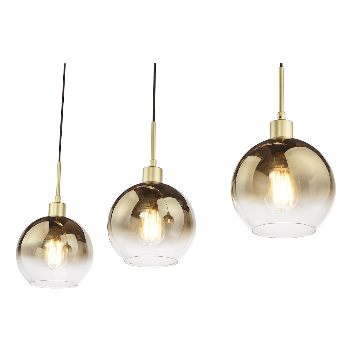 Lycia 3 Light Gold Mirror Ombre Glass Bar Pendant