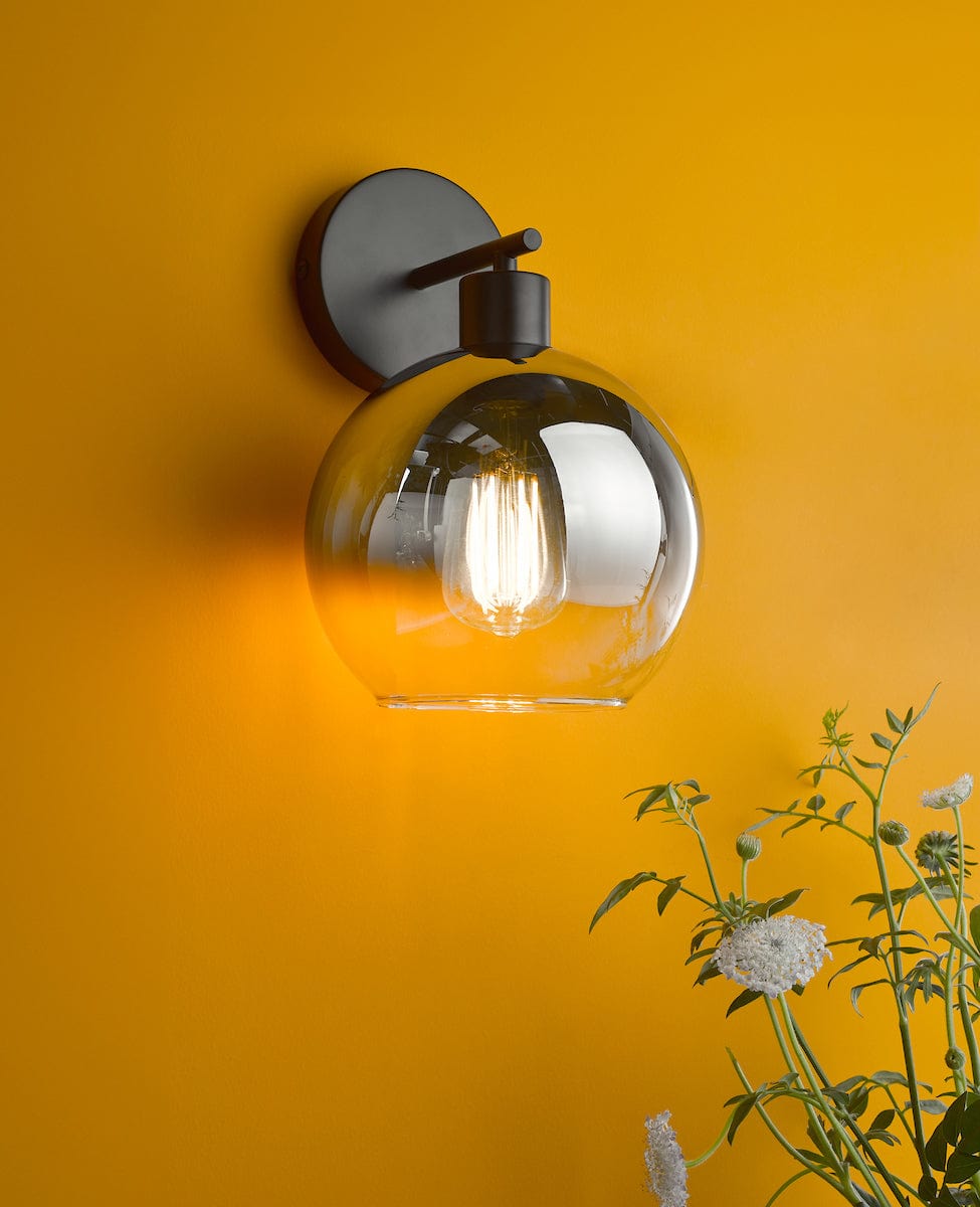 Lycia 1 Light Wall Light Black Mirror Ombre Glass