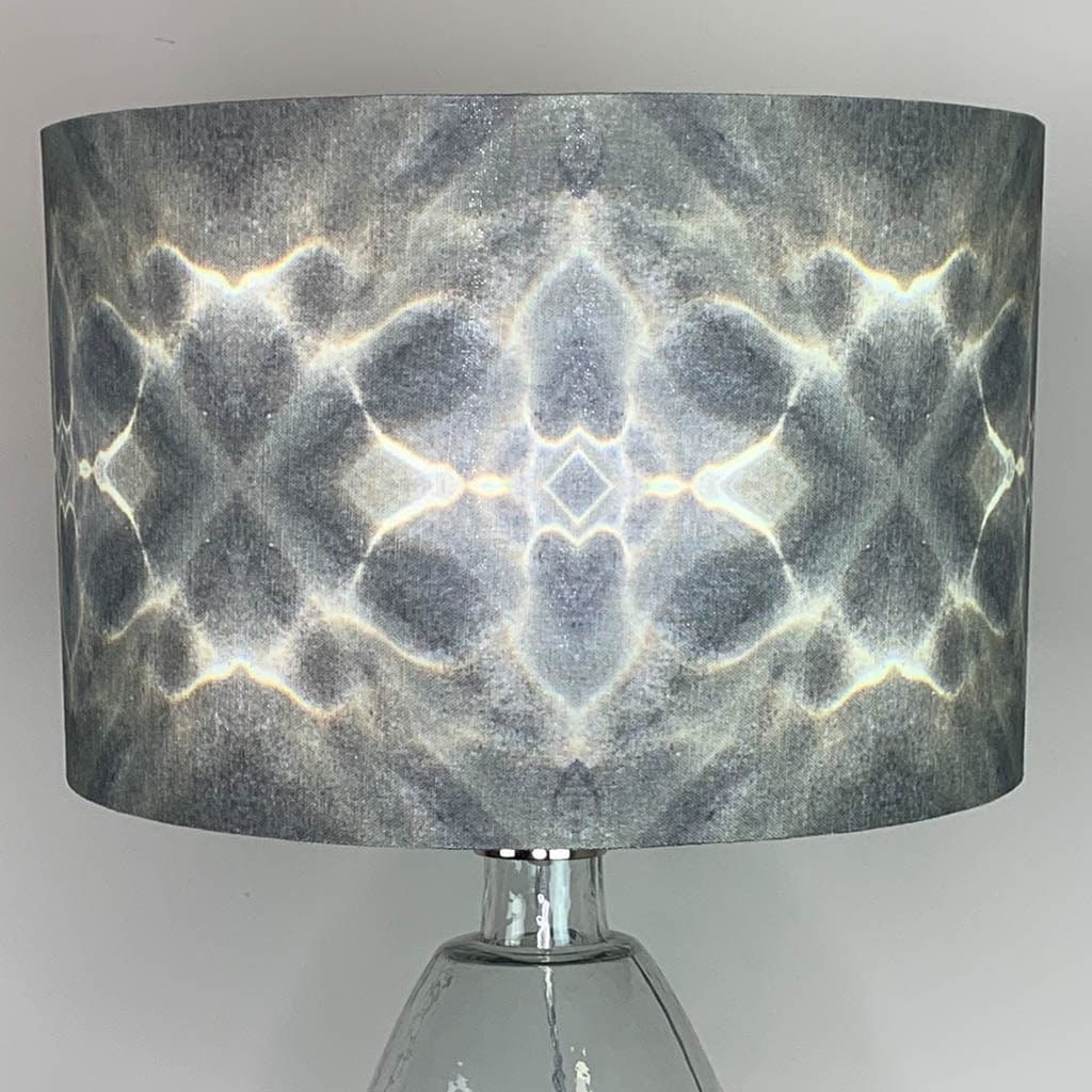 Lampshade in Julia Clare's Underworld Ripples Linen, Green Olive with Champagne Lining