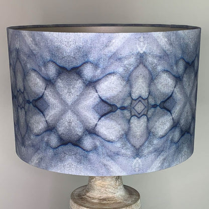 Lampshade in Julia Clare's Underworld Ripples Linen in Ink/Blue