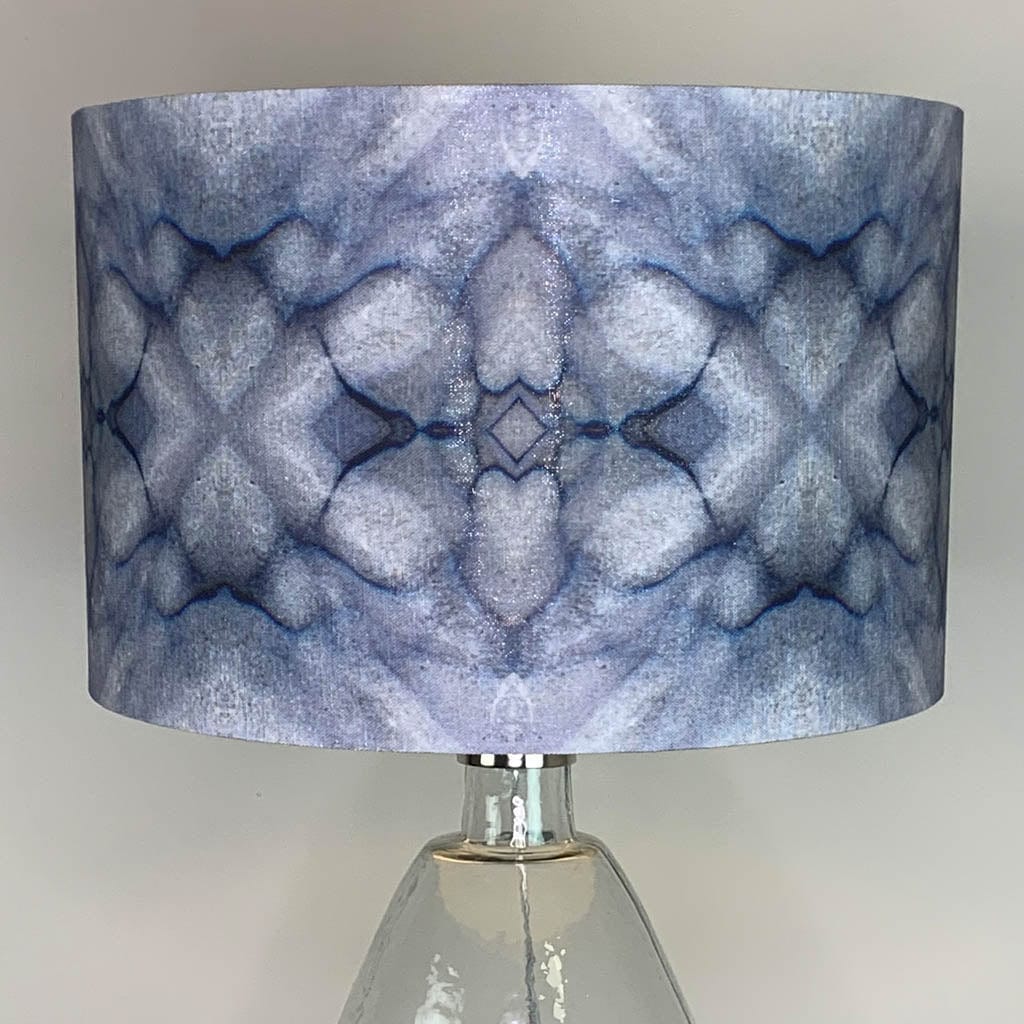 Lampshade in Julia Clare's Underworld Ripples Linen in Ink/Blue