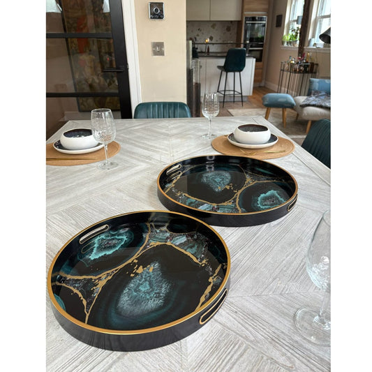 Set of 2 Midnight Glory Trays
