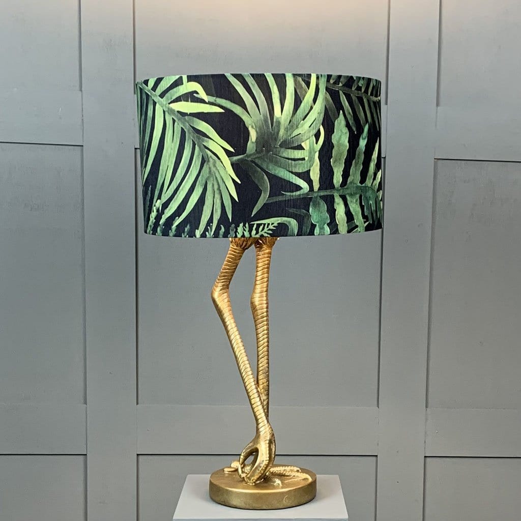 Flamingo Legs in Gold with Bamboo Easy Fit Green Leaf Shade