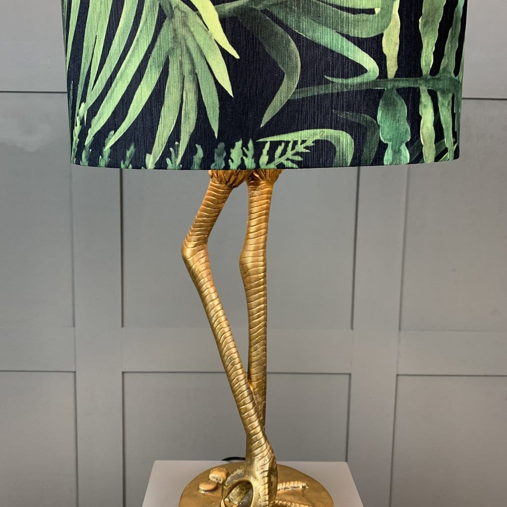 Flamingo Legs Antique Gold with Bamboo Easy Fit Green Leaf Shade