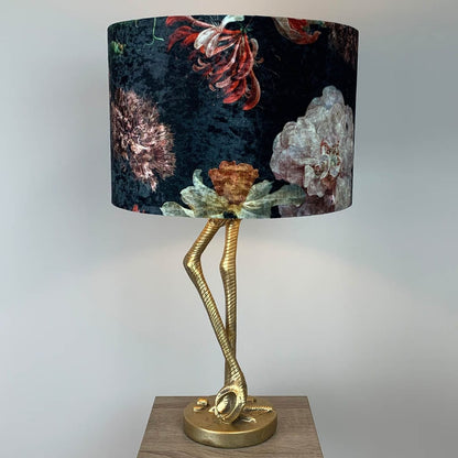 Flamingo Leg Antique Gold Table Lamp with Jardin De Nuit Shade