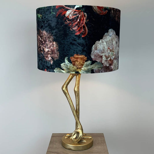 Flamingo Leg Antique Gold Table Lamp with Jardin De Nuit Shade