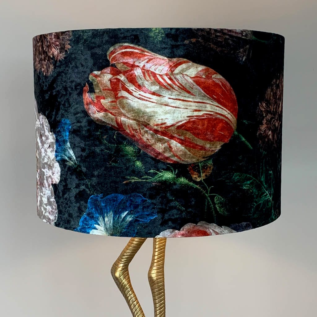 Flamingo Leg Antique Gold Table Lamp with Jardin De Nuit Shade