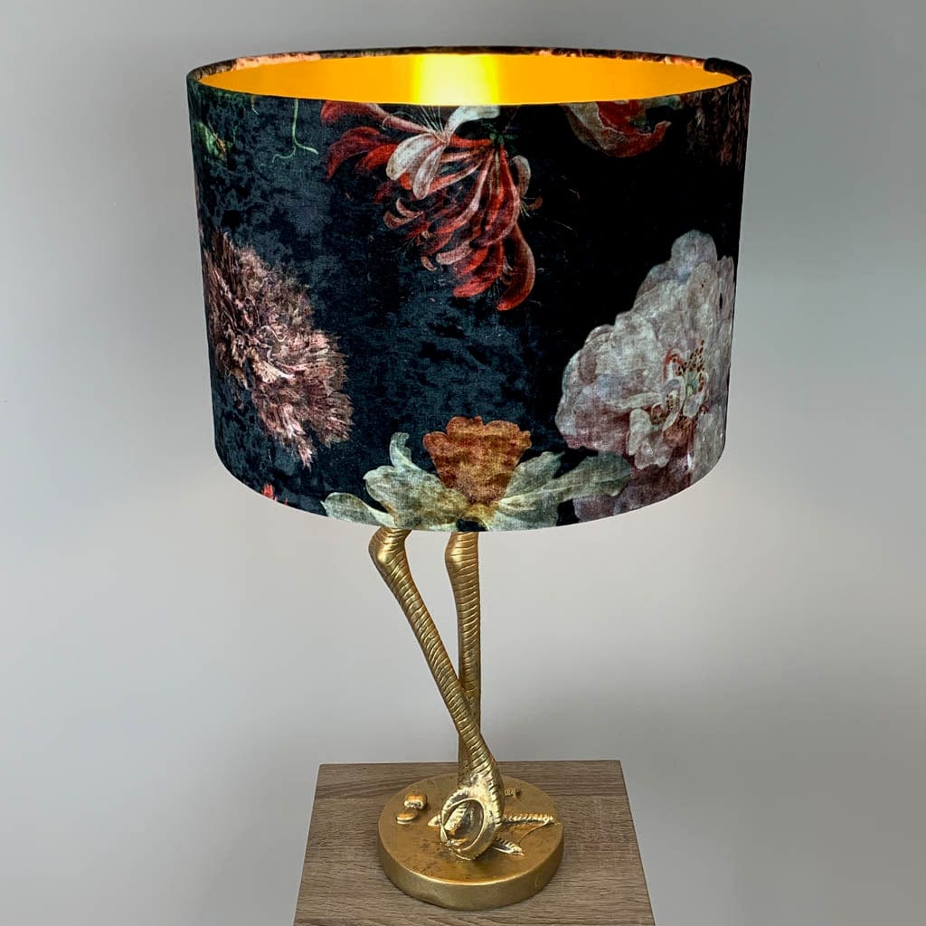 Flamingo Leg Antique Gold Table Lamp with Jardin De Nuit Shade