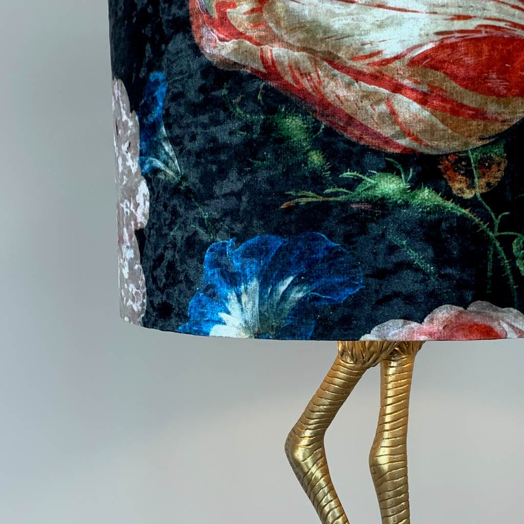 Flamingo Leg Antique Gold Table Lamp with Jardin De Nuit Shade