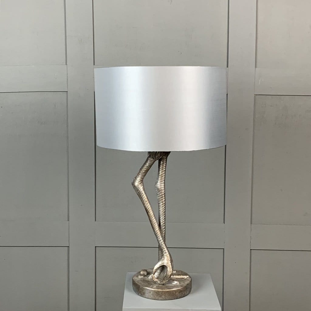 Flamingo Legs in Antique Silver with Hilda 35cm Shade in Grey