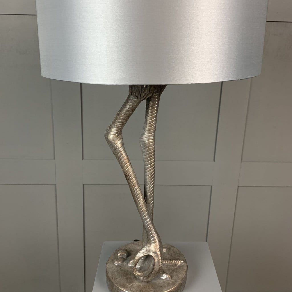 Flamingo Legs in Antique Silver with Hilda 35cm Shade in Grey