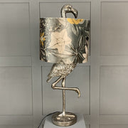 Can Can Flamingo Antique Silver Table Lamp & Passiflora Charcoal Shade