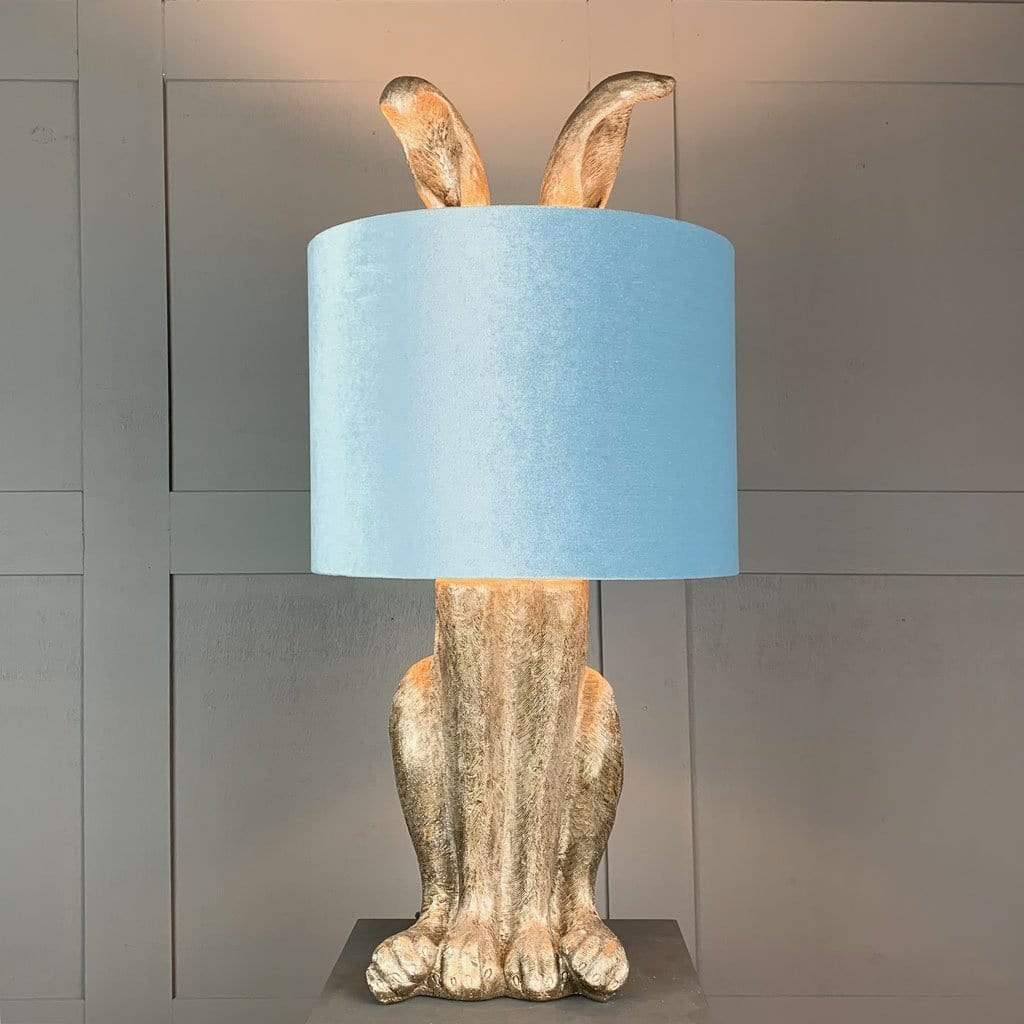 Harvey Hare Antique Silver Table Lamp & Choice of Velvet Shade