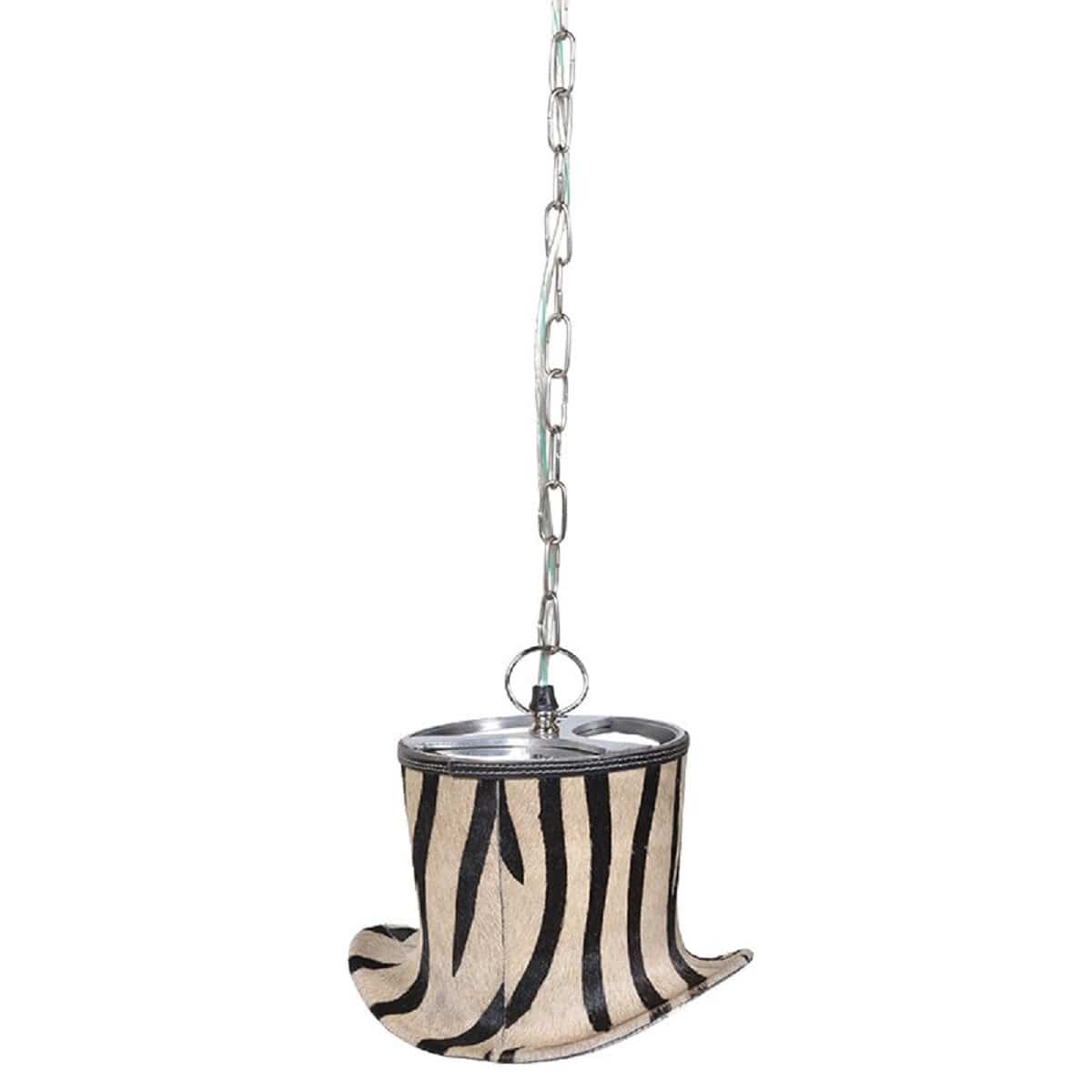 Cowhide Zebra Print Hat Pendant Light