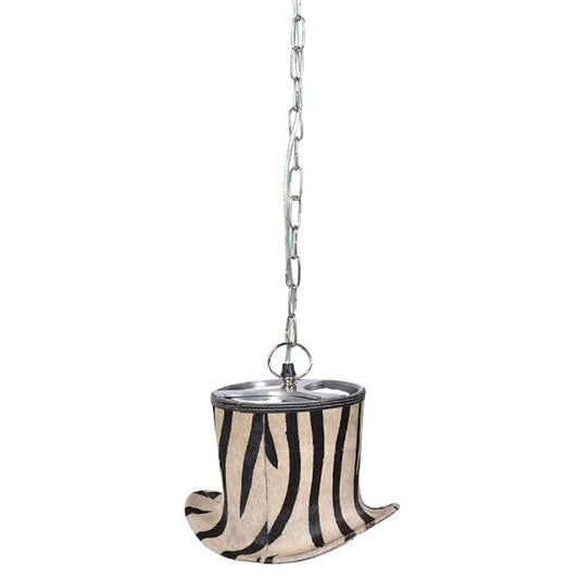 Cowhide Zebra Print Hat Pendant Light