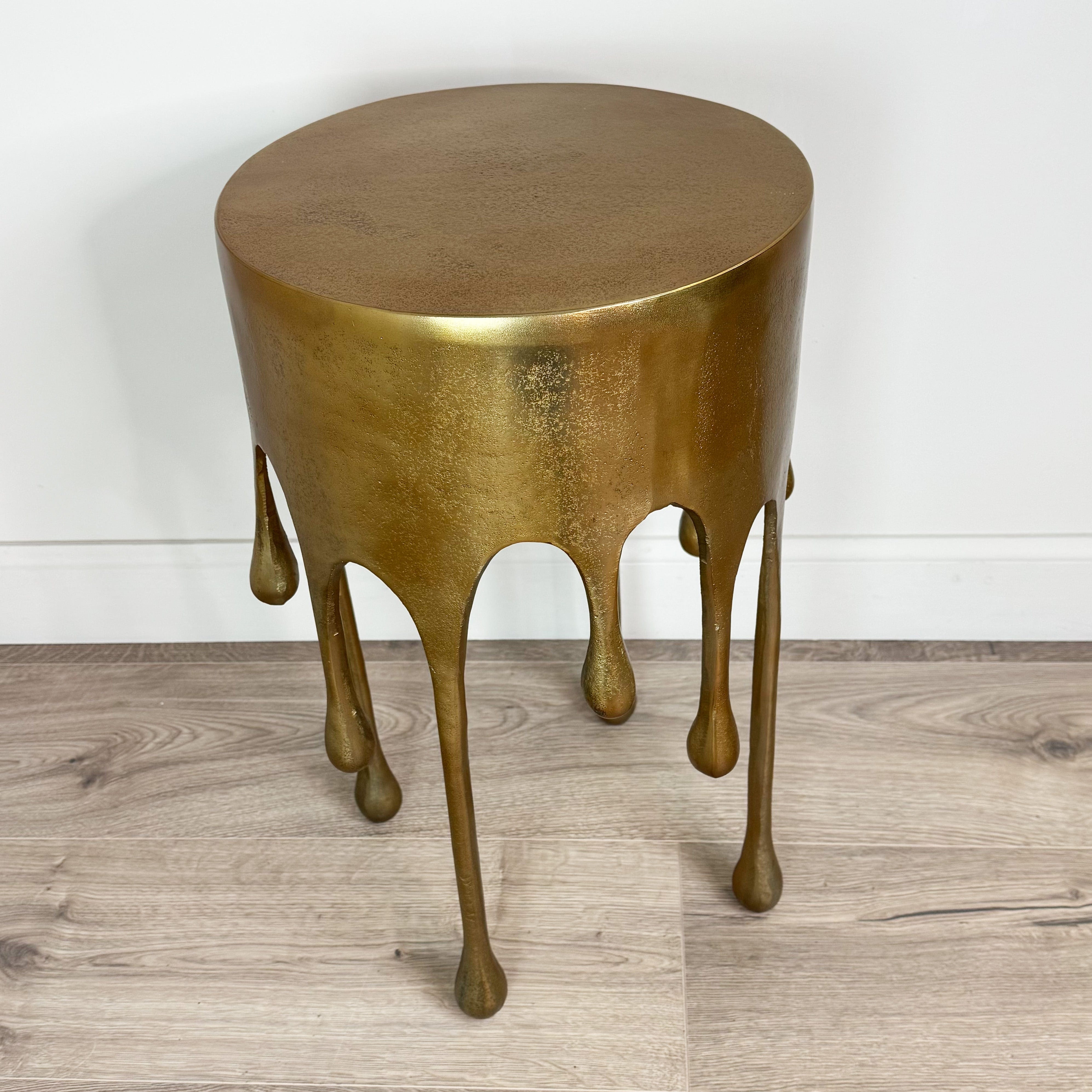 Gold Drip Round Side Table