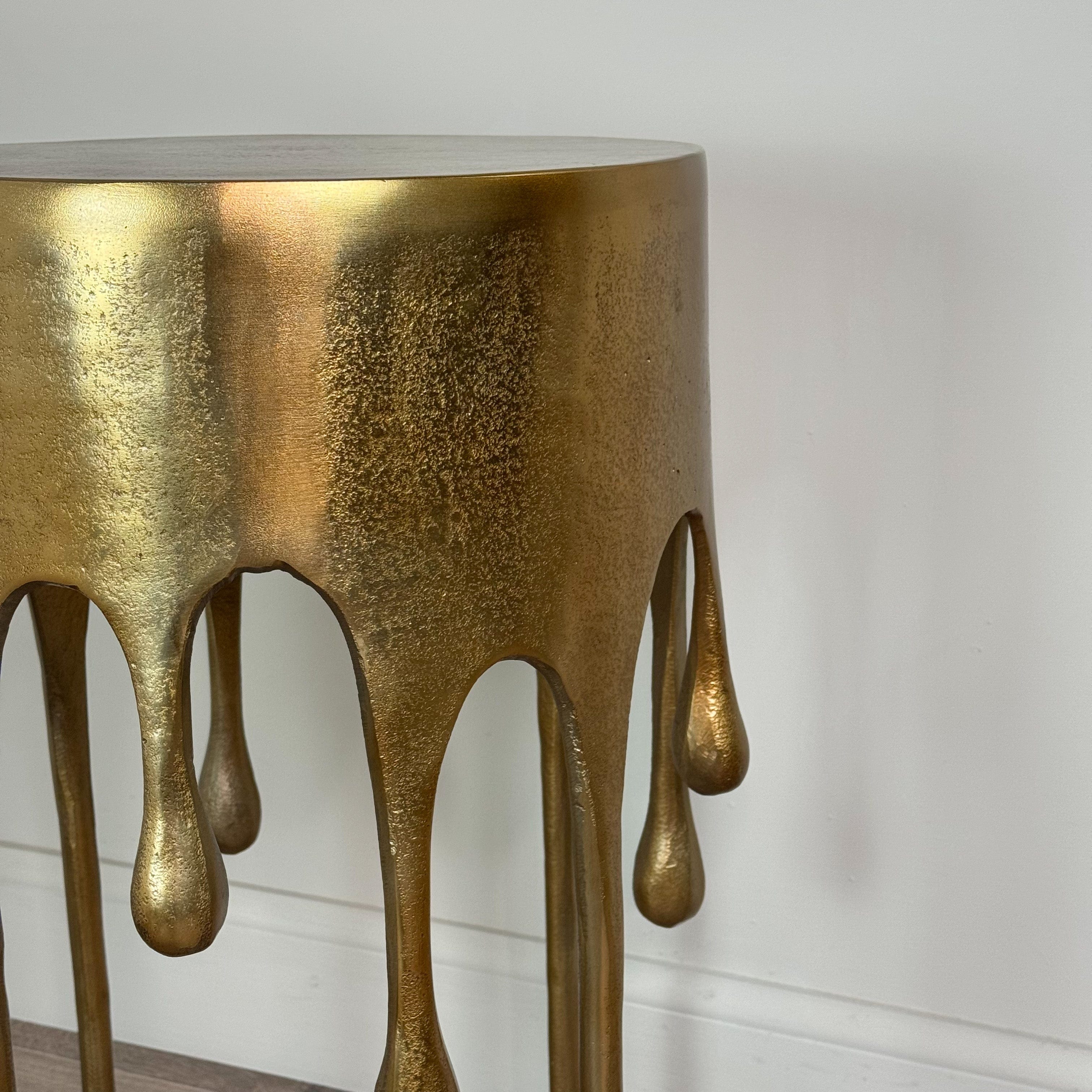 Gold Drip Round Side Table