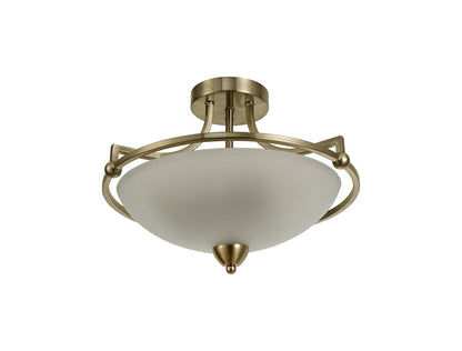 Miami 3lt Semi-Flush Ceiling Antique Brass