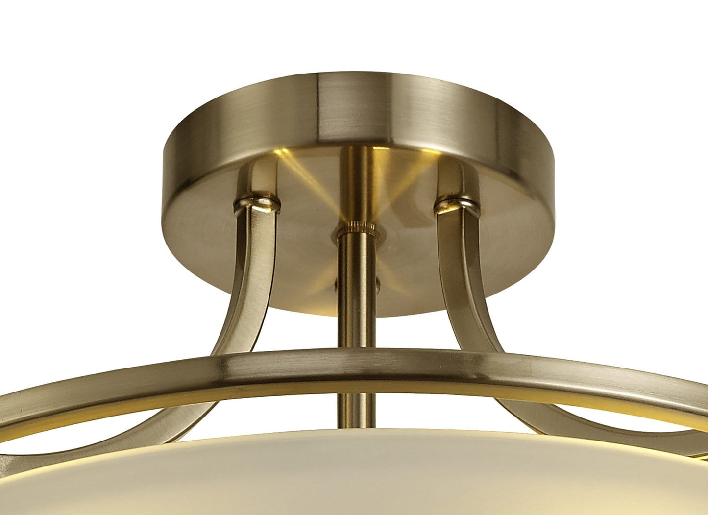 Miami 3 Light Antique Brass Semi Flush Ceiling Light