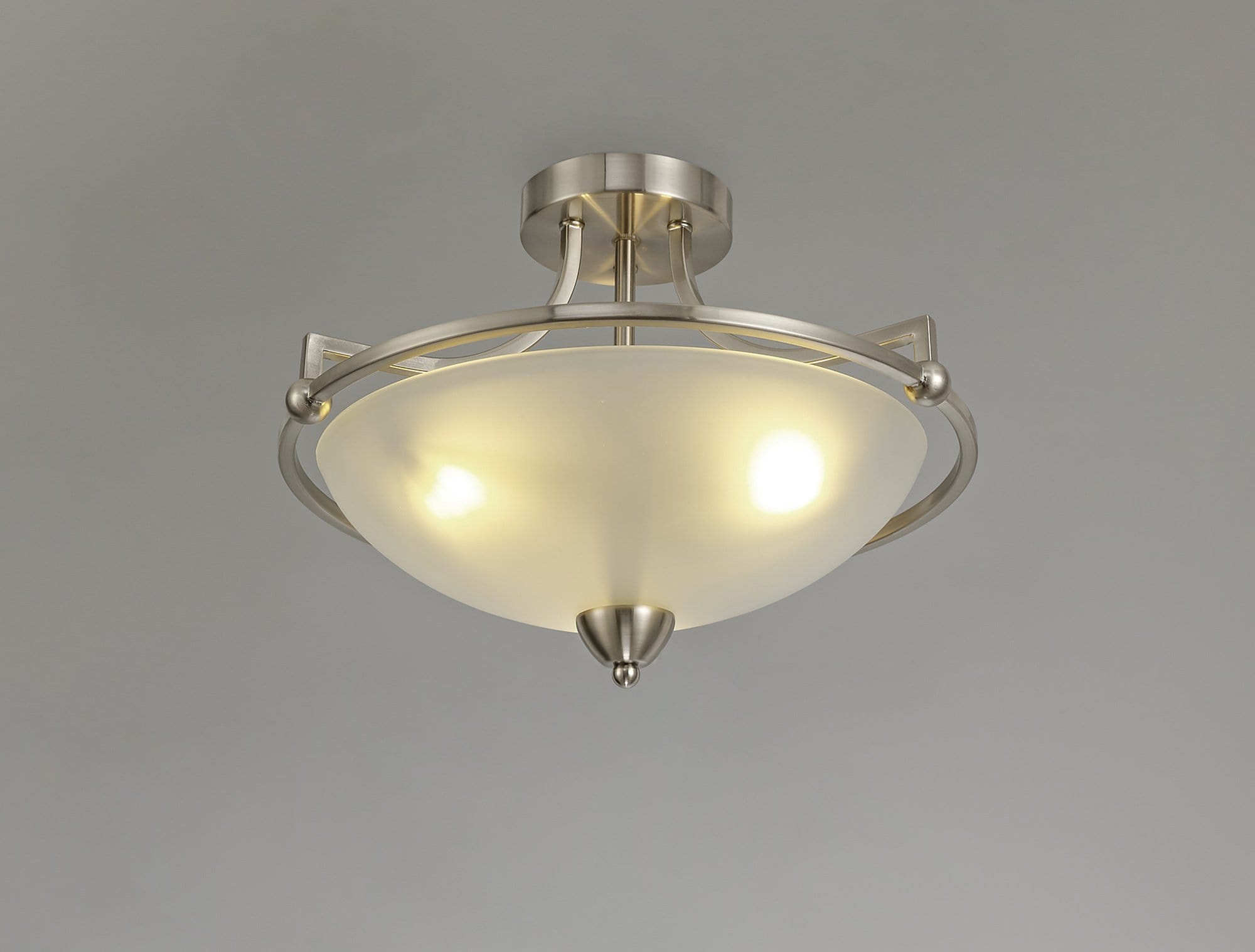 Miami 3 Light Satin Nickel Semi Flush Ceiling Light