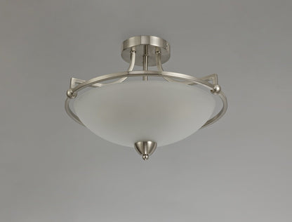 Miami 3 Light Satin Nickel Semi Flush Ceiling Light