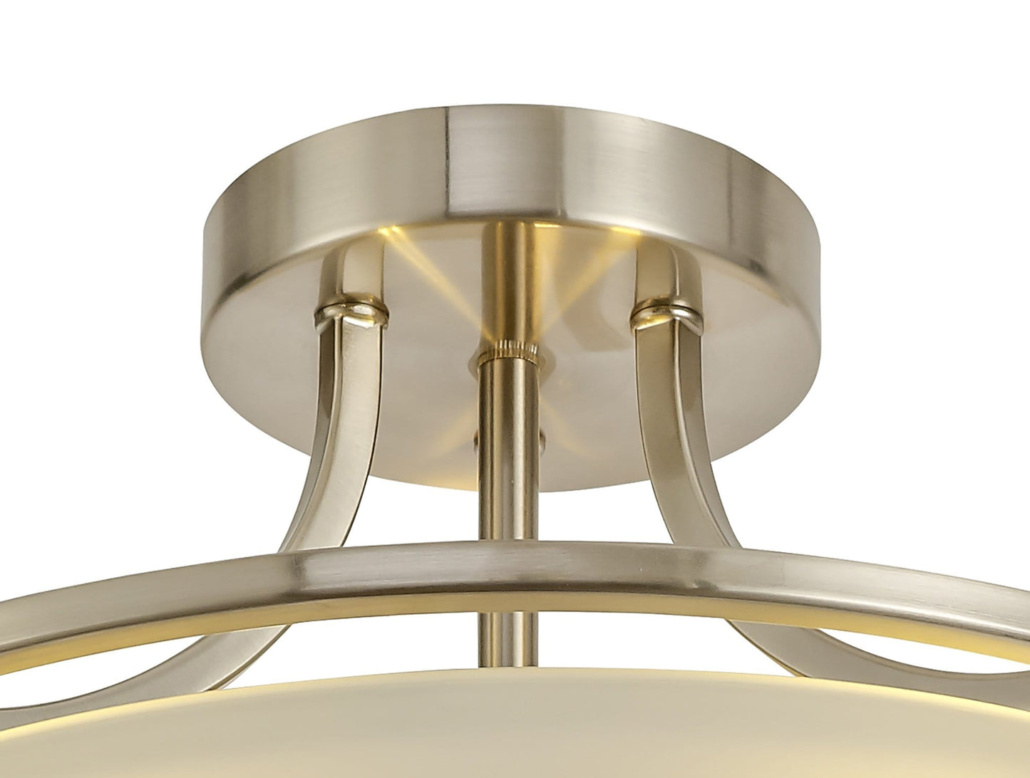 Miami 3 Light Satin Nickel Semi Flush Ceiling Light